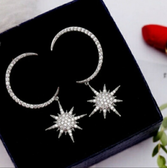 Moon Star Diamond Brilliance Drop Earrings - Picture 4 of 4